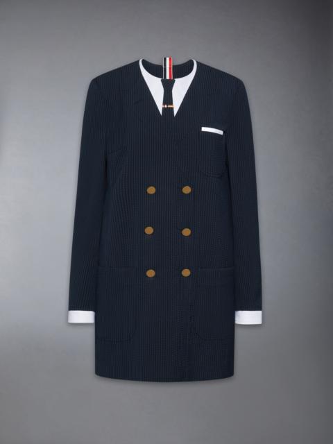 Thom Browne WOOL SEERSUCKER TROMPE L’ŒIL SHIFT MINI DRESS