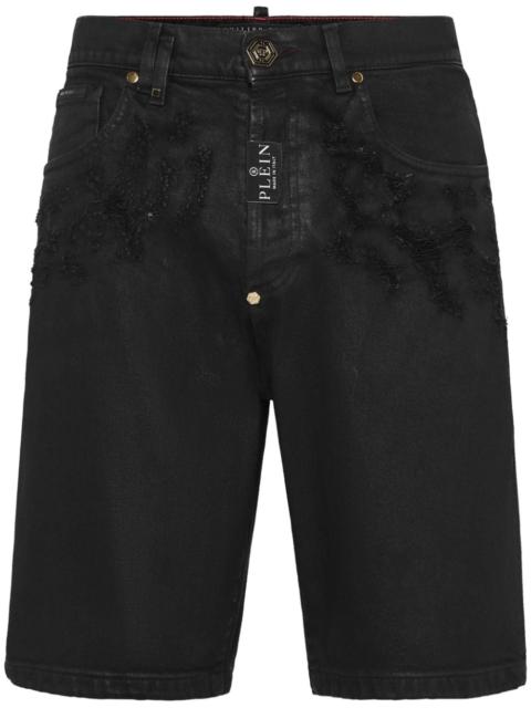 PHILIPP PLEIN ripped-detail denim shorts