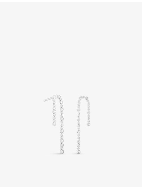 ASTRID & MIYU Gleam crystal rhodium-plated sterling-silver drop studs