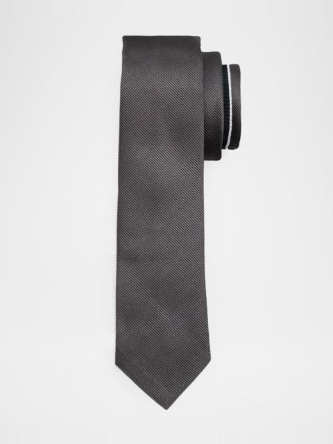 Thom Browne Men & apos;s Signature Grosgrain-Trim Silk Tie