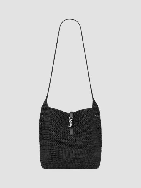 SAINT LAURENT Women's Le 5 à 7 Medium Tote in Raffia Crochet - Black