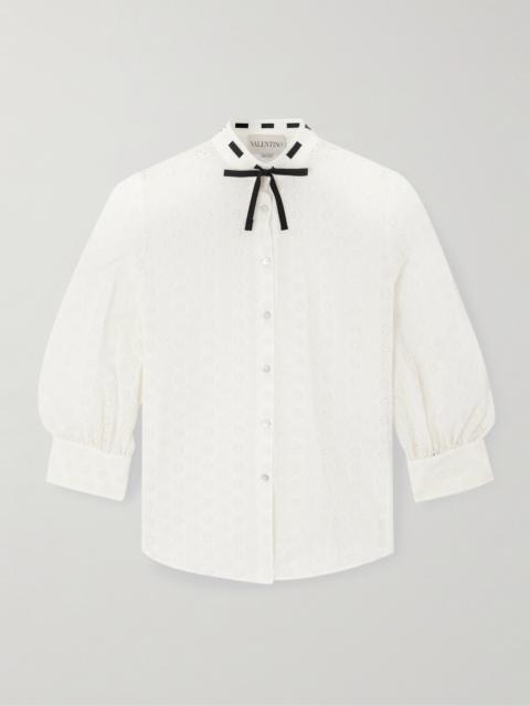 Valentino Bow-detailed Broderie Anglaise Cotton Blouse