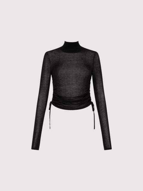 ST. AGNI Sheer Ruched Top - Black