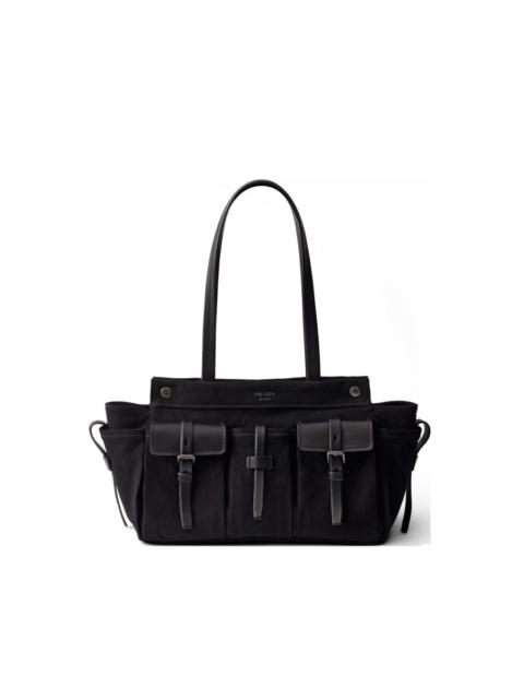 Prada Route large canvas and leather tote bag