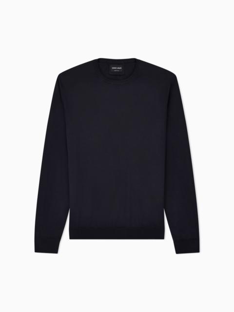 GIORGIO ARMANI Long-sleeved, crew-neck jumper in silk and cotton