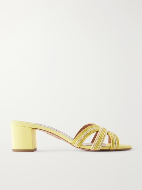 AQUAZZURA Day Dream 50 Metallic Raffia Mules