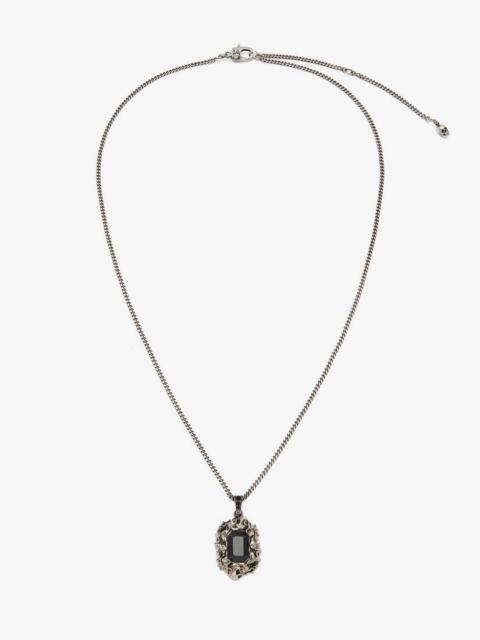 Alexander McQueen Men's Ivy Skull Necklace in Antique Silver