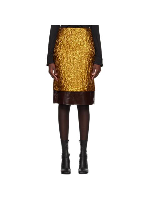 Dries Van Noten Gold Layered Midi Skirt