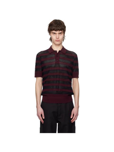 Dries Van Noten Purple & Navy Striped Polo