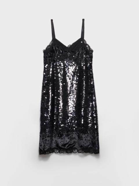 Prada Embroidered velvet dress with sequins and lace