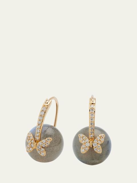 SYDNEY EVAN 18k Labradorite Bead and Diamond Butterfly Earrings