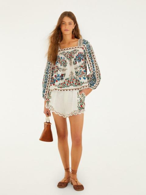 FARM RIO Off-White Fruit Beauty Euroflax Premium Linen Richelieu Running Shorts