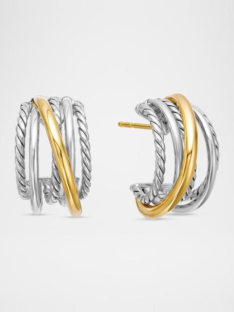 DAVID YURMAN DY Crossover Huggie Hoop Earrings w/ 18k Gold