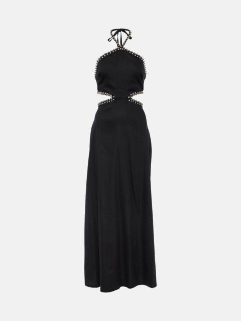 SIMKHAI Bellina cutout linen-blend maxi dress