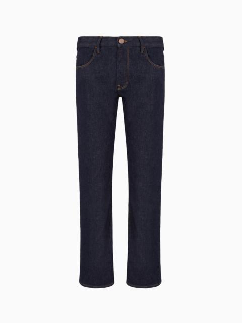 GIORGIO ARMANI Five-pocket, regular-fit, stretch-cotton denim trousers