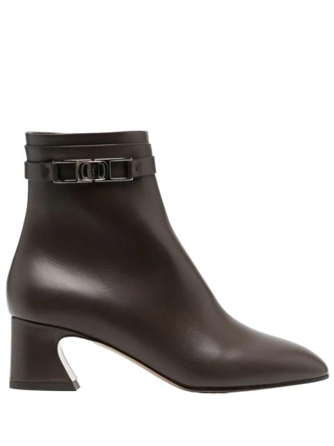 FERRAGAMO Ferragamo Gancini Logo-Plaque Ankle Boot — Brown