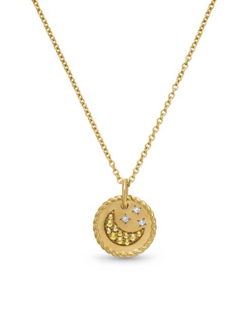 DAVID YURMAN Women's Cable Collectibles Moon and Stars Necklace in 18K Yellow Gold with Pavé Yellow Sapphires and