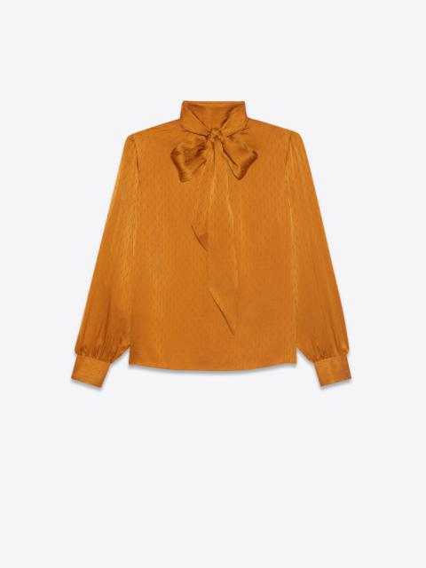 SAINT LAURENT lavallière-neck blouse in monogram silk jacquard