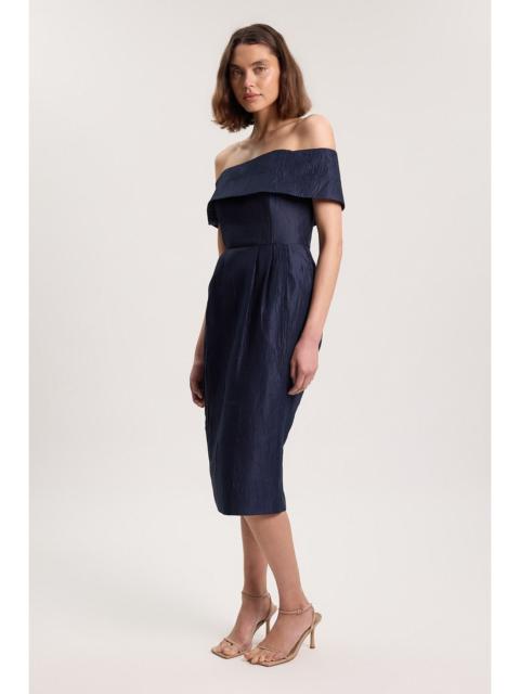 KAREN MILLEN Textured Tailored Twill Bandeau Midi Dress