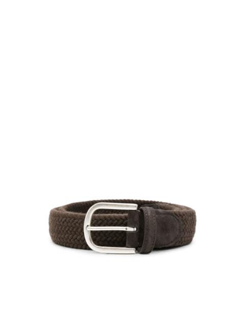 Canali woven suede-trimmed belt