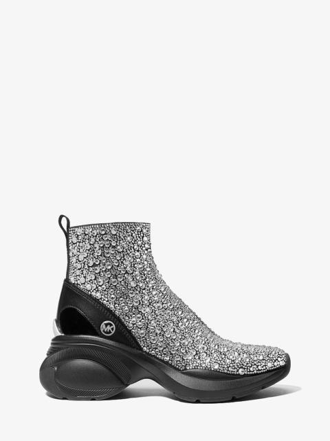 MICHAEL KORS Zuma Embellished Stretch Knit Sock Sneaker