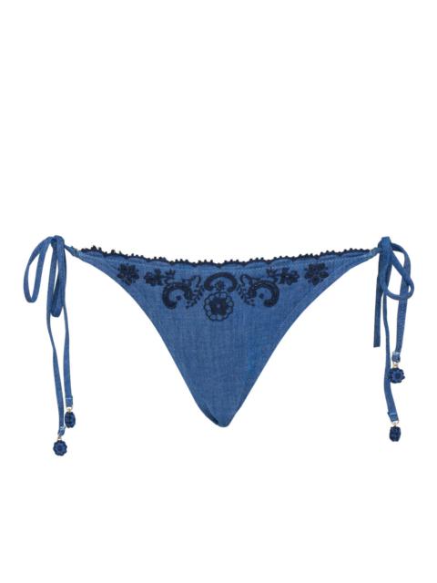 Zimmermann Aster Denim Embroidery Bikini