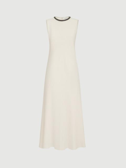 Brunello Cucinelli Viscose and linen fluid twill dress with precious collar