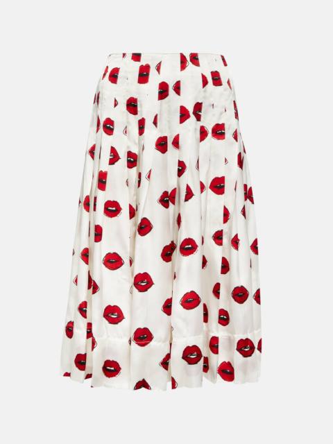 KHAITE Tudi printed twill midi skirt