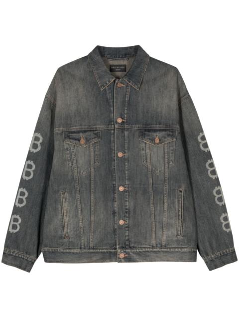 BALENCIAGA logo-print buttoned denim jacket