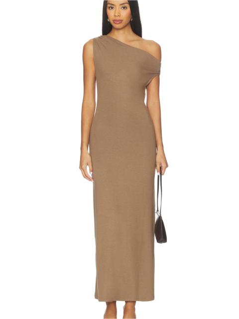 LESET Lauren Ruched Asymmetrical Shoulder Dress