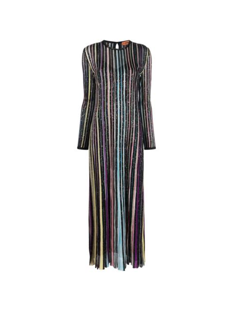 sequin-embellished striped maxi dress
