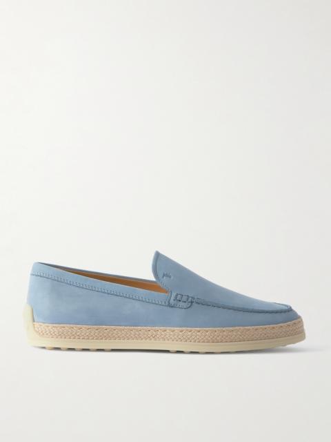 Tod's Gomma Raffia-trimmed Nubuck Loafers
