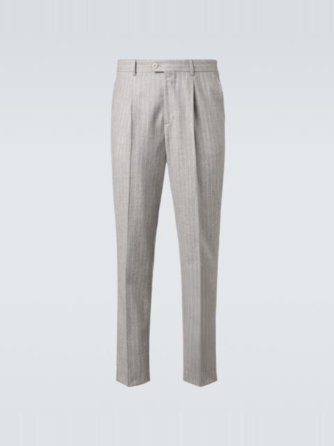 Brunello Cucinelli Pinstripe wool and cashmere tapered pants