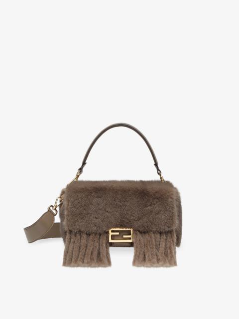 FENDI Gray mink bag with fringing