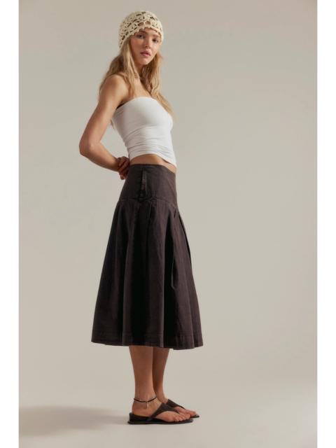 FREE PEOPLE We The Free Skipper Pleated Chino Midi Skirt