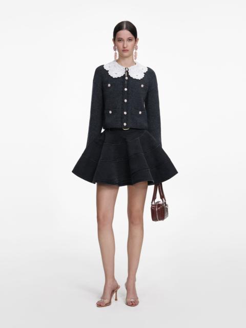 self-portrait Charcoal Lace Collar Cardigan