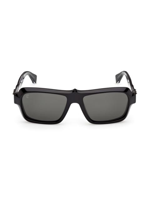 Christian Louboutin Men's Our Georges 56MM Rectangular Sunglasses - Black Smoke