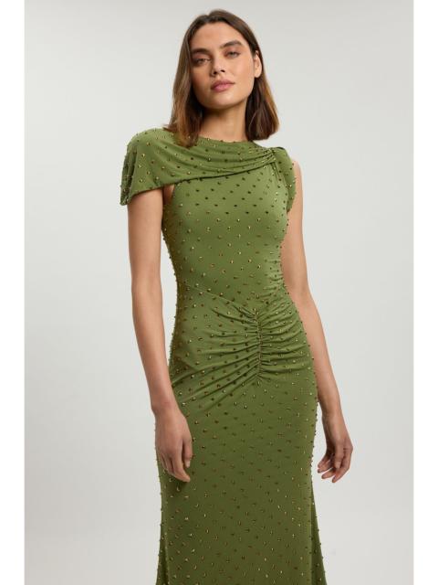 KAREN MILLEN Twist Detail Studded Jersey Maxi Dress