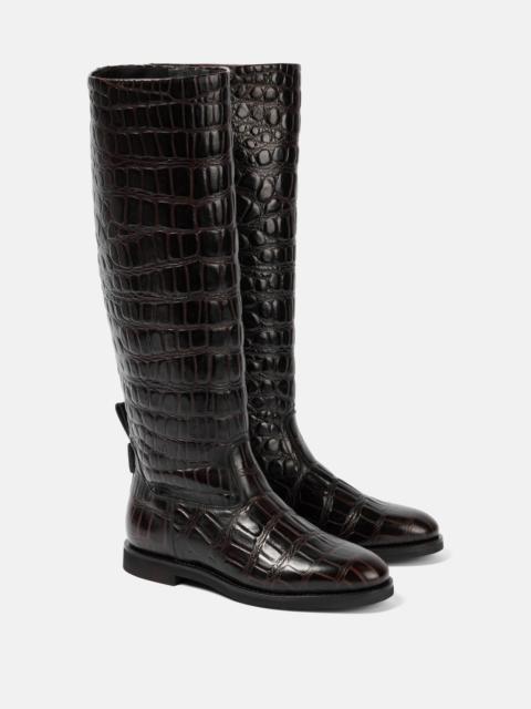 Brunello Cucinelli Croc-effect leather knee-high boots
