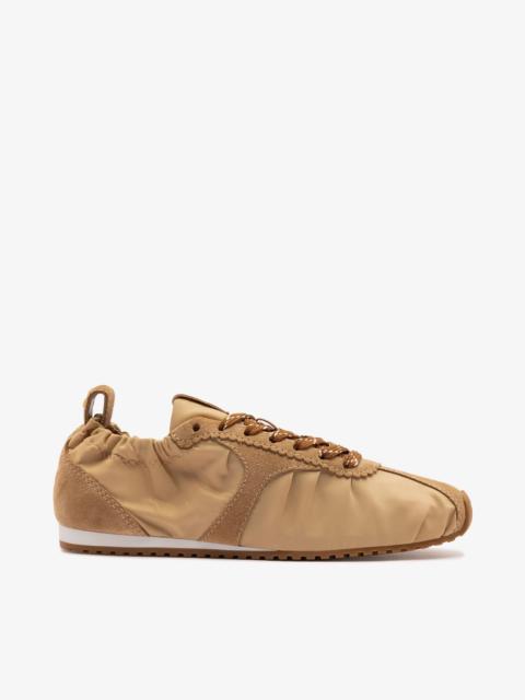 Larroudé Stella Lite Sneaker In Peanut Nylon and Suede