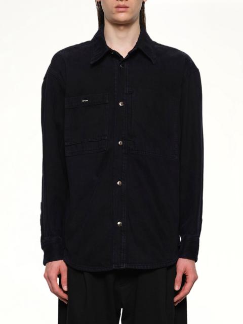 Wooyoungmi Logo Denim Shirt in Navy