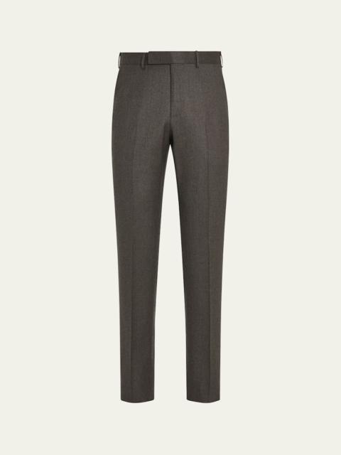 ZEGNA Men's Wool Flannel Flat-Front Trousers