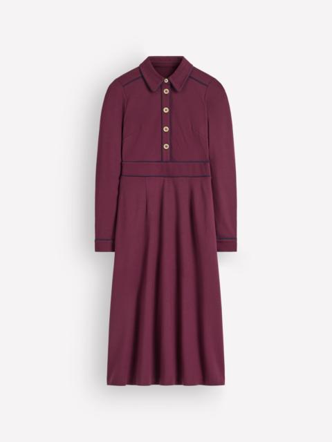 BODEN Etta Piping Detail Ponte Dress-Dark Cherry, Navy