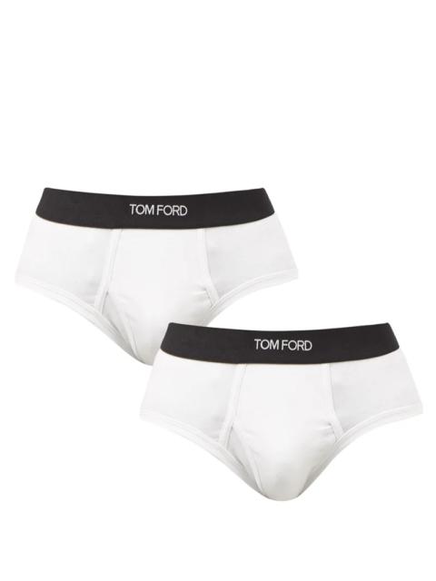 Pack of two logo-jacquard cotton-blend briefs