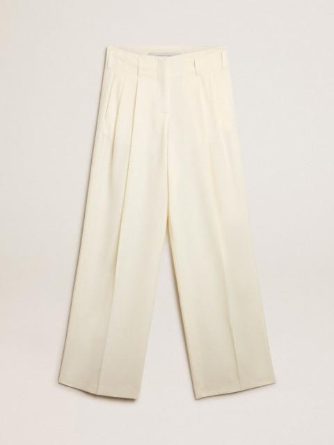 Women's joggers in aged white wool blend