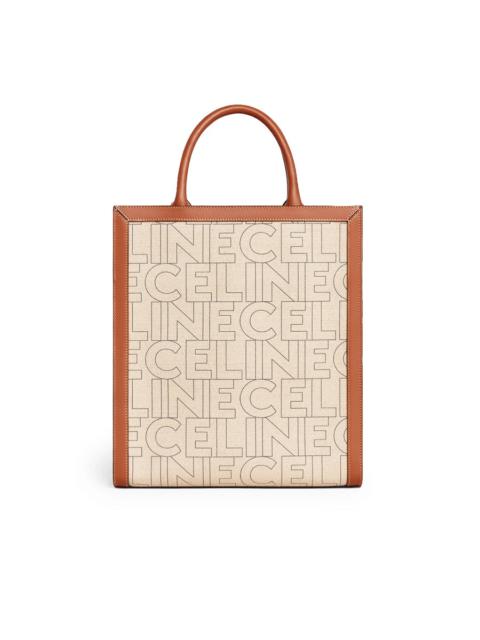 CELINE Small Vertical Cabas Celine in Textile with Celine All-Over Print Natural/Tan