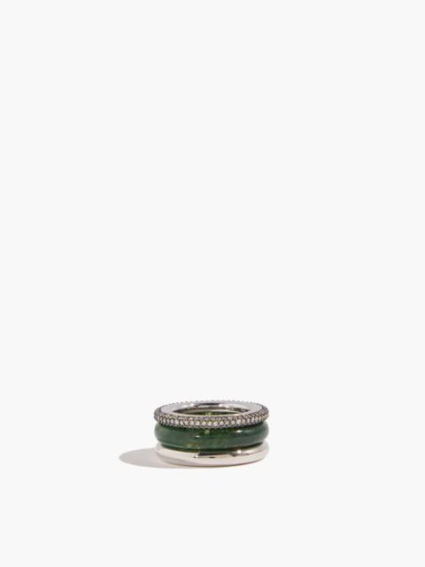 By Pariah Aurea Ring Stack in Grey Diamond/Moss Agate