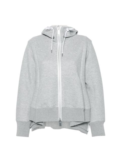 sacai sash-detail mÃ©lange zipped hoodie