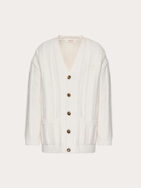 Valentino WOOL CARDIGAN WITH VALENTINO PATCH