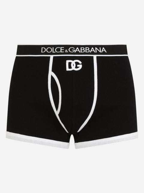 Dolce & Gabbana Fine-rib cotton boxers with DG patch